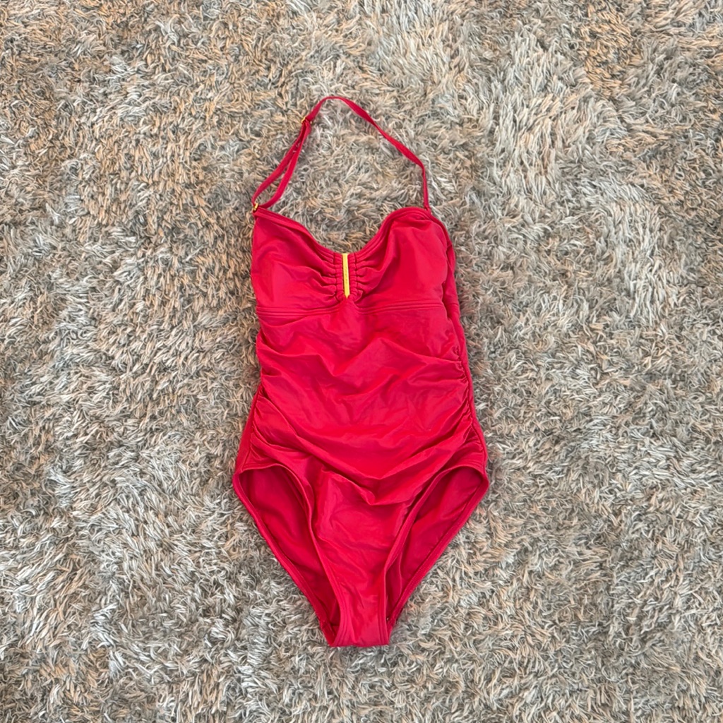 Calvin Klein Pink Halter Ruched One Piece Swimsuit